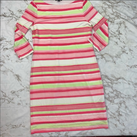 Brooks Brother Pink Green Striped Jersey Dress - Picture 2 of 5